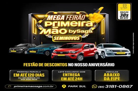 Carros seminovos em promoção no Mega Feirão Primeira Mão Saga
